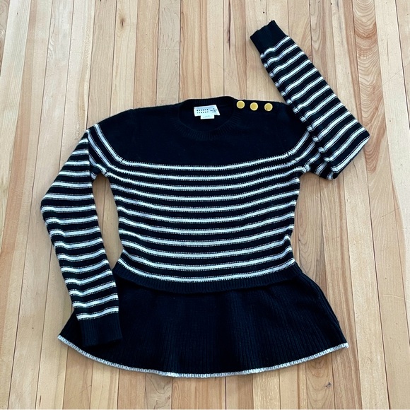 Broome Street Kate Spade Striped Peplum Cashmere Blend Knit Sweater - Sz XS - Picture 3 of 16